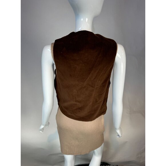 Vintage Brown Quilted Velvet Button-Up Vest Womens - Picture 15 of 16